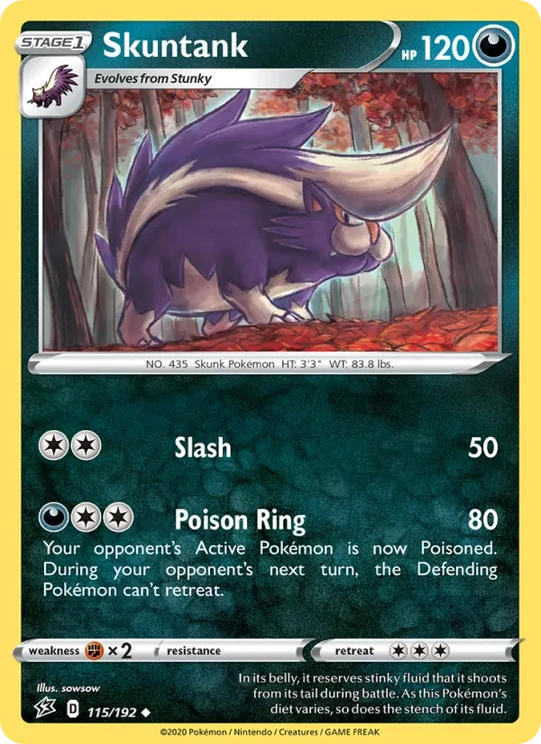 Skuntank 115/192 Rebel Clash Pokémon card