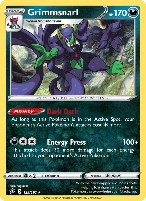 Grimmsnarl 125/192 Rebel Clash Pokémon card