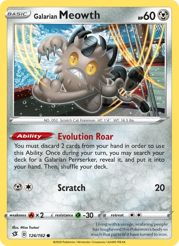 Galarian Meowth 126/192 Rebel Clash Pokémon card