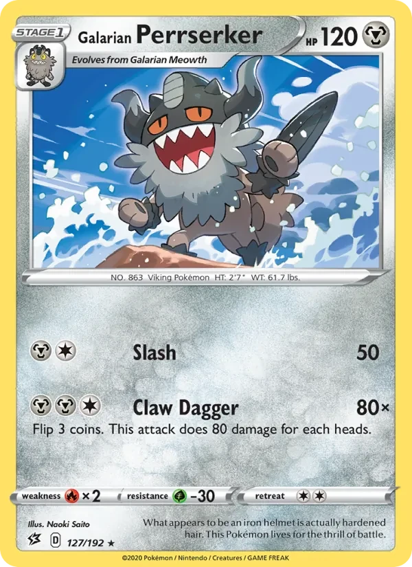 Galarian Perrserker 127/192 Rebel Clash Pokémon card