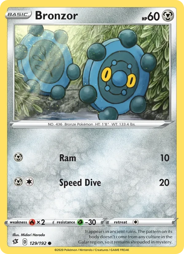 Bronzor 129/192 Rebel Clash Pokémon card