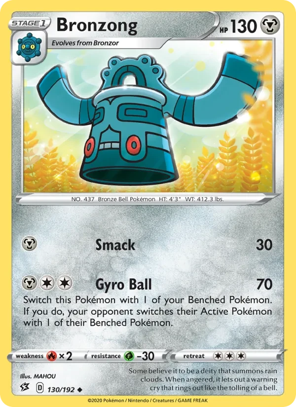 Bronzong 130/192 Rebel Clash Pokémon card