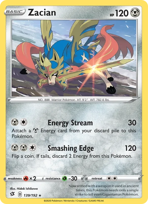 Zacian 139/192 Rebel Clash Pokémon card