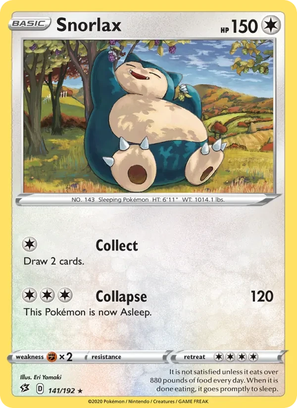 Snorlax 141/192 Rebel Clash Pokémon card