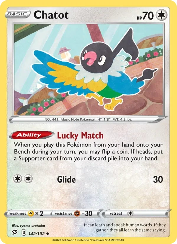Chatot 142/192 Rebel Clash Pokémon card