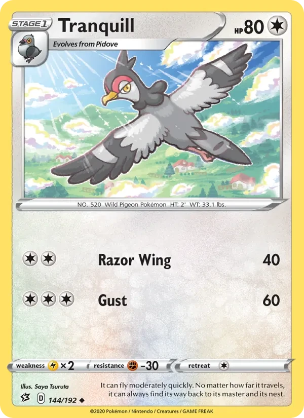 Tranquill 144/192 Rebel Clash Pokémon card
