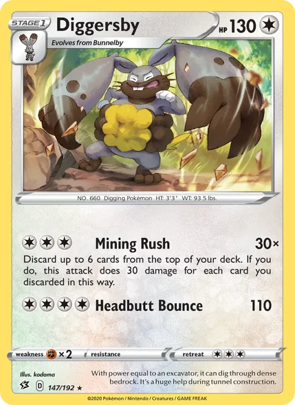 Diggersby 147/192 Rebel Clash Pokémon card
