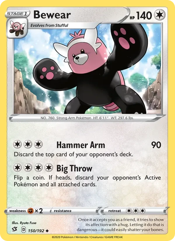Bewear 150/192 Rebel Clash Pokémon card
