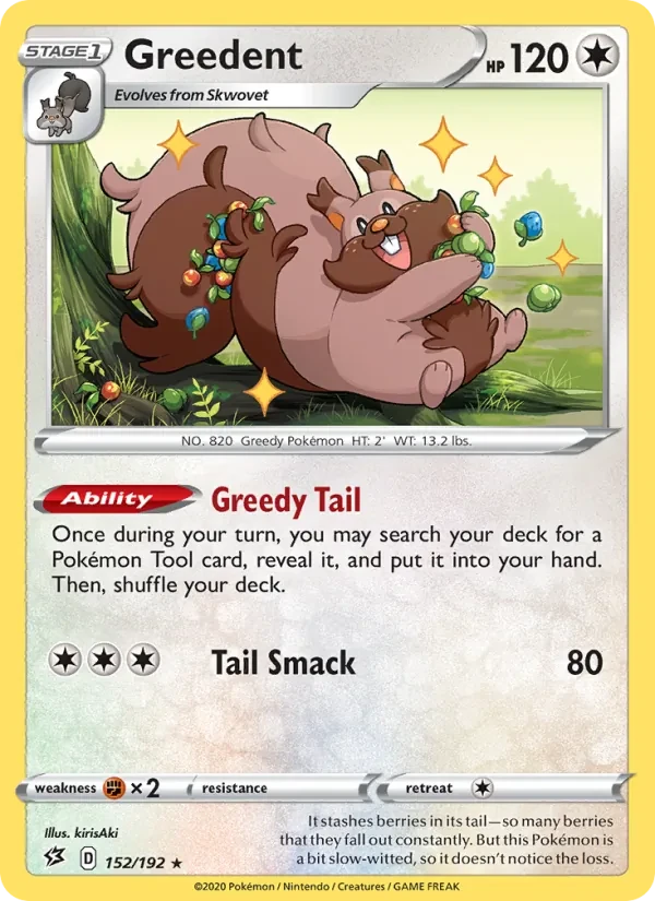 Greedent 152/192 Rebel Clash Pokémon card