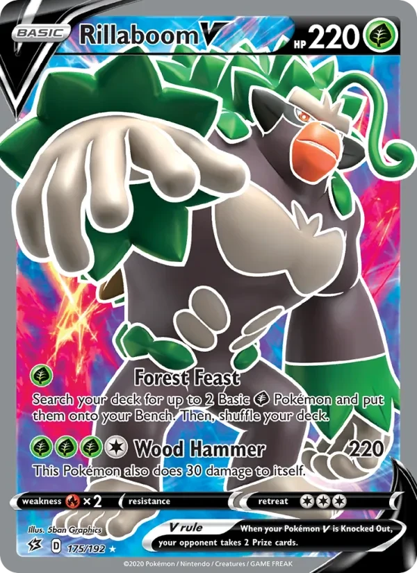 Rillaboom V 175/192 Rebel Clash Pokémon card