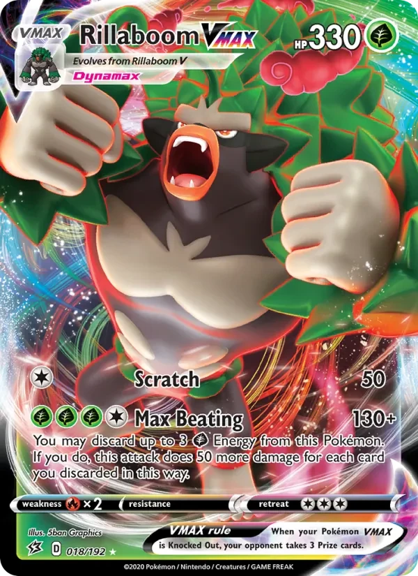 Carta Pokémon Rillaboom VMAX 18/192 Rebel Clash