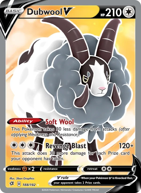 Dubwool V 188/192 Rebel Clash Pokémon Karte