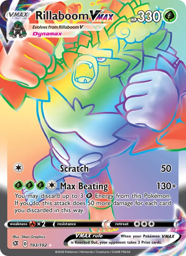 Rillaboom VMAX 193/192 Rebel Clash Pokémon card