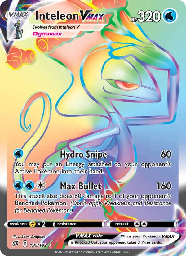 Inteleon VMAX 195/192 Rebel Clash Pokémon card