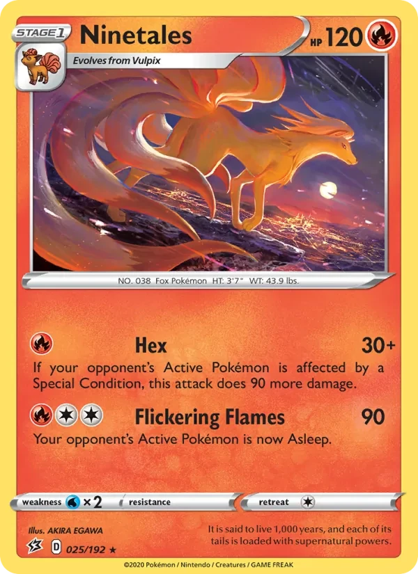 Ninetales 25/192 Rebel Clash Pokémon card