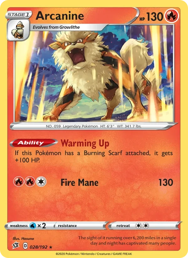 Arcanine 28/192 Rebel Clash Pokémon card