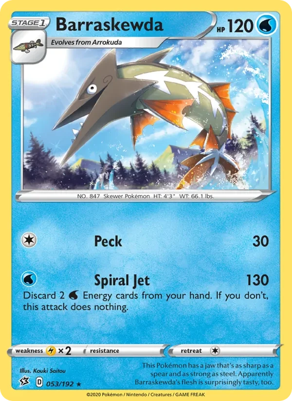 Barraskewda 53/192 Rebel Clash Pokémon card