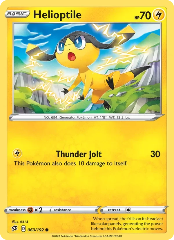Helioptile 63/192 Rebel Clash Pokémon card