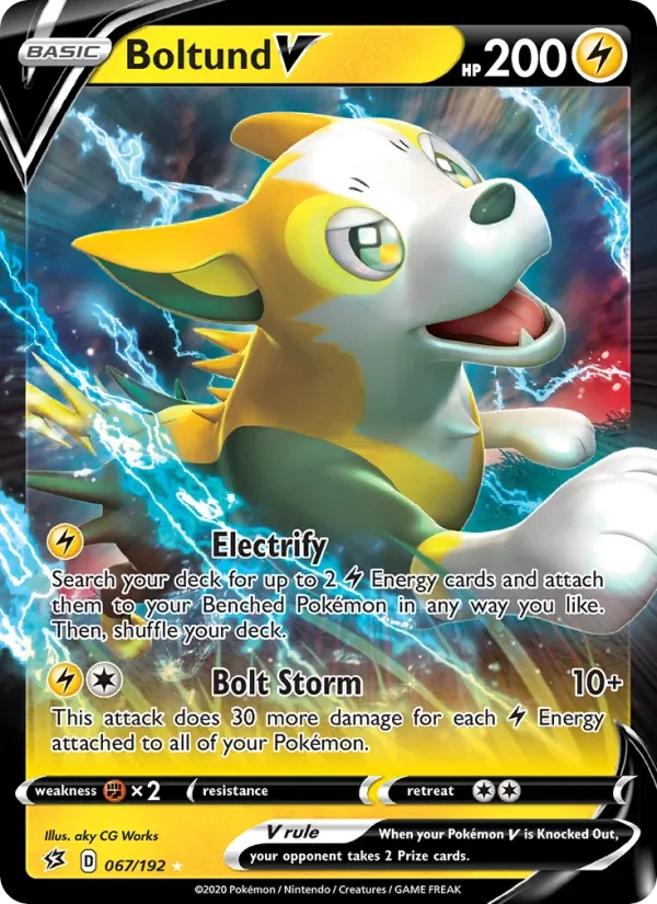 Boltund V 67/192 Rebel Clash Pokémon card