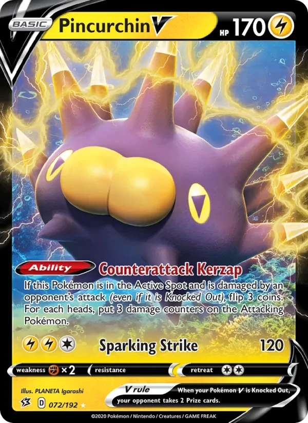Pincurchin V 72/192 Rebel Clash Pokémon card