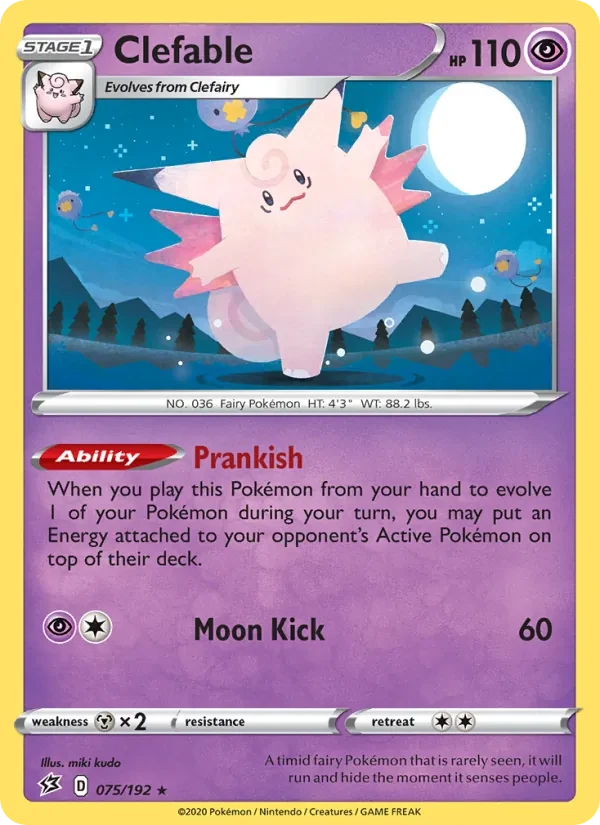 Clefable 75/192 Rebel Clash Pokémon Karte