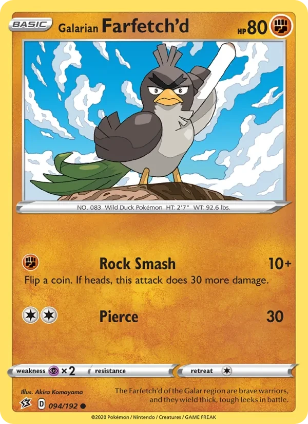 Galarian Farfetch'd 94/192 Rebel Clash Pokémon card