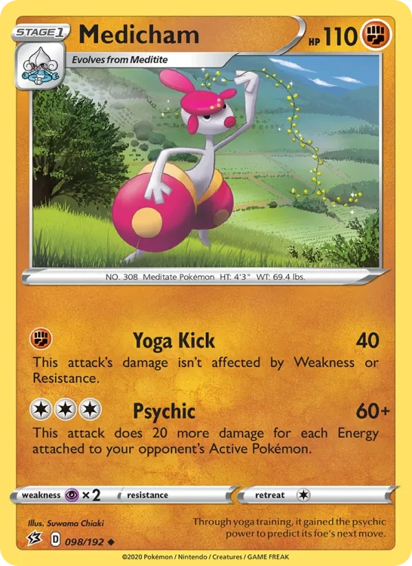 Medicham 98/192 Rebel Clash Pokémon card