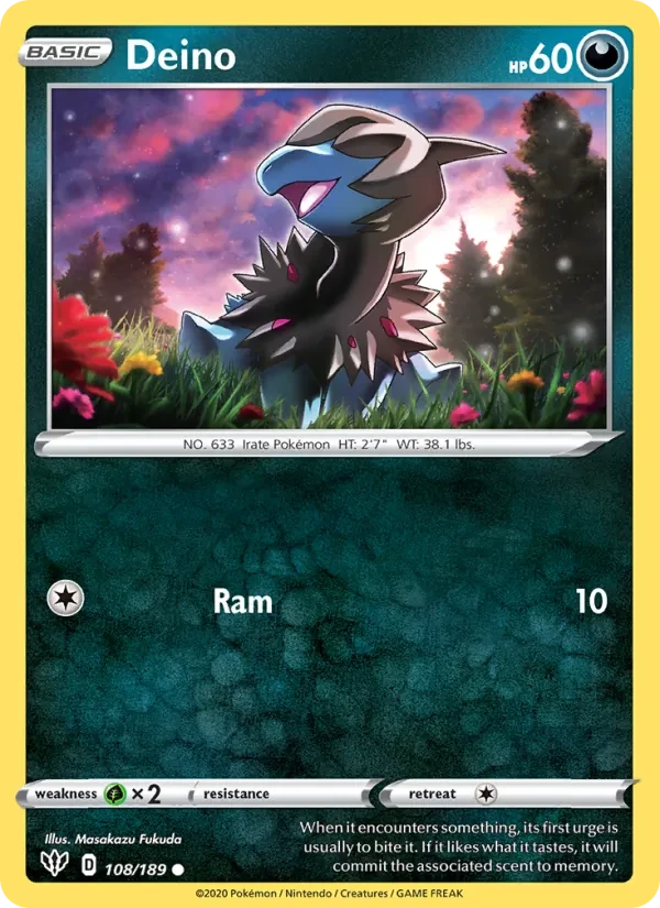 Deino 108/189 Darkness Ablaze Pokémon card