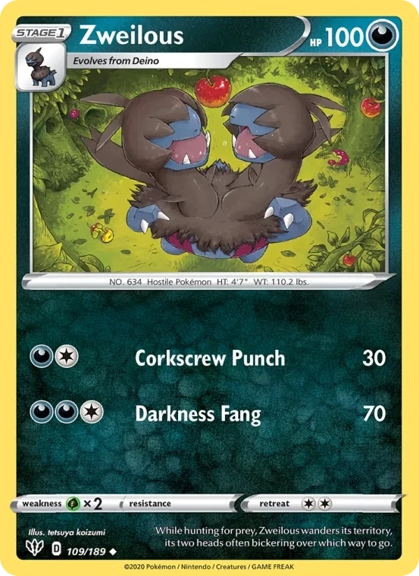 Zweilous 109/189 Darkness Ablaze Pokémon card