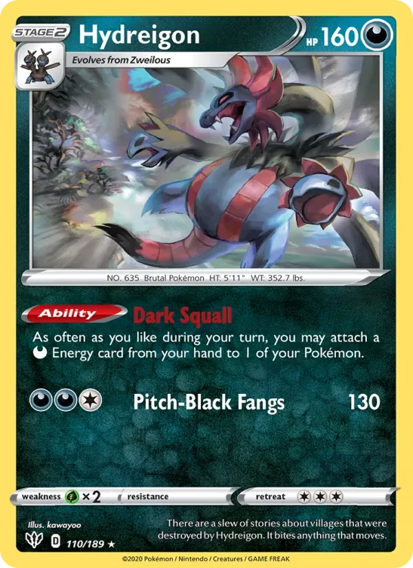 Hydreigon 110/189 Darkness Ablaze Pokémon card
