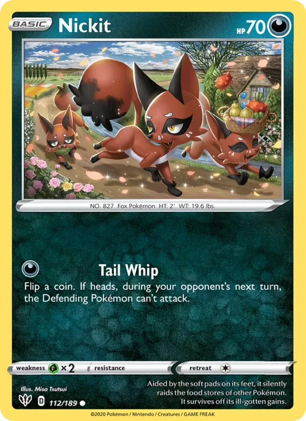 Nickit 112/189 Darkness Ablaze Pokémon card