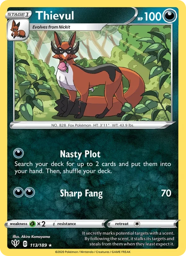 Thievul 113/189 Darkness Ablaze Pokémon card