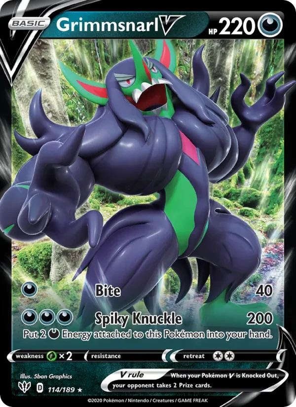 Grimmsnarl V 114/189 Darkness Ablaze Pokémon card