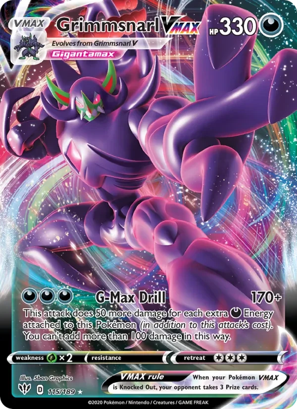 Grimmsnarl VMAX 115/189 Darkness Ablaze Pokémon card