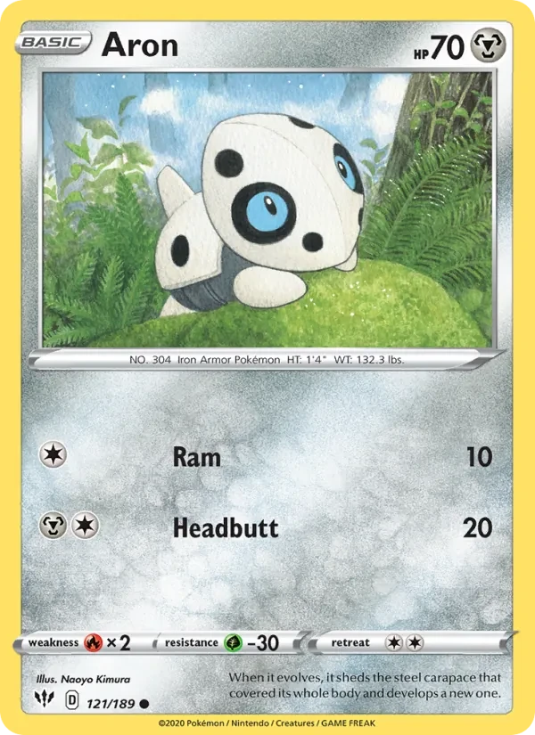 Aron 121/189 Darkness Ablaze Pokémon card