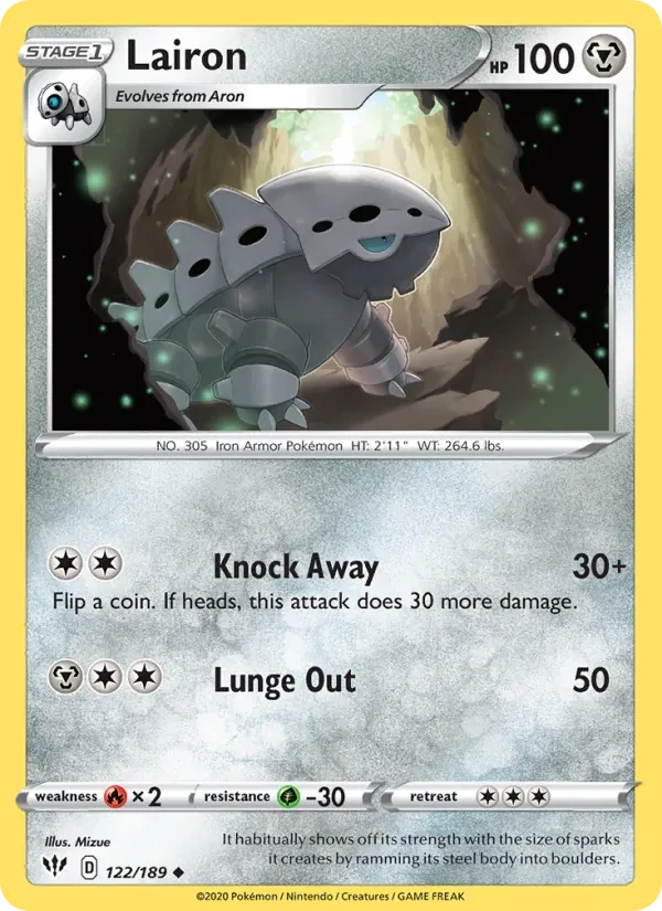 Lairon 122/189 Darkness Ablaze Pokémon card