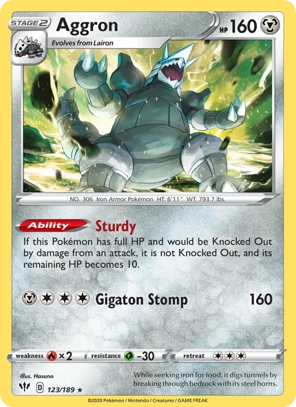 Aggron 123/189 Darkness Ablaze Pokémon card