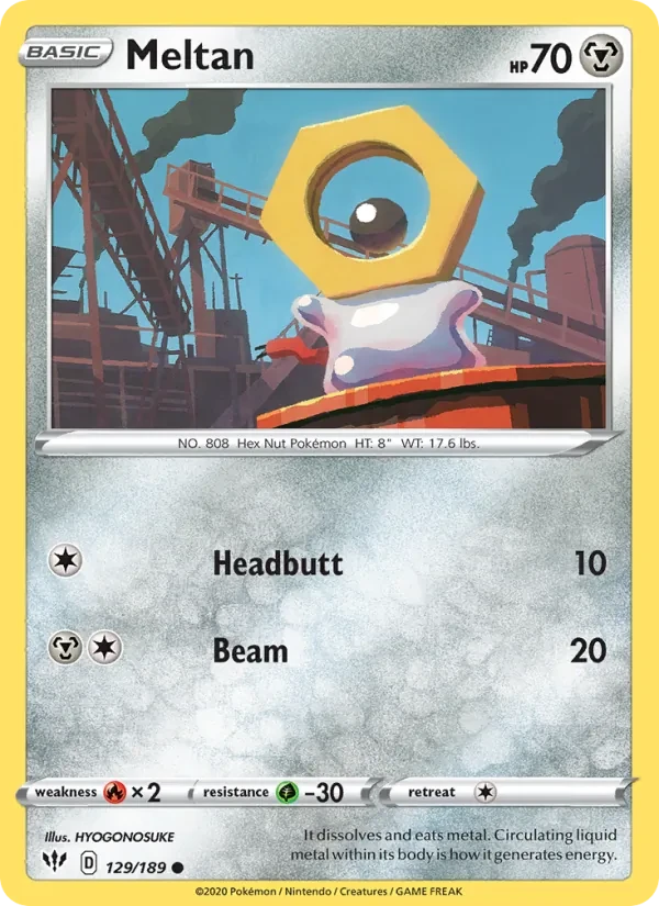 Meltan 129/189 Darkness Ablaze Pokémon card