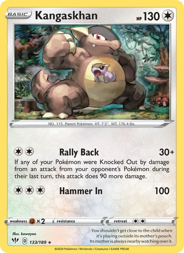 Kangaskhan 133/189 Darkness Ablaze Pokémon card