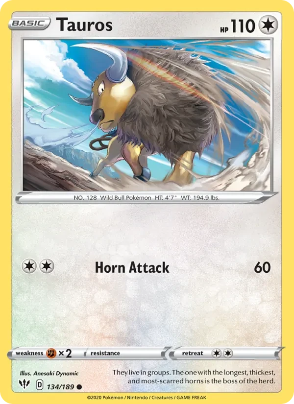 Tauros 134/189 Darkness Ablaze Pokémon card