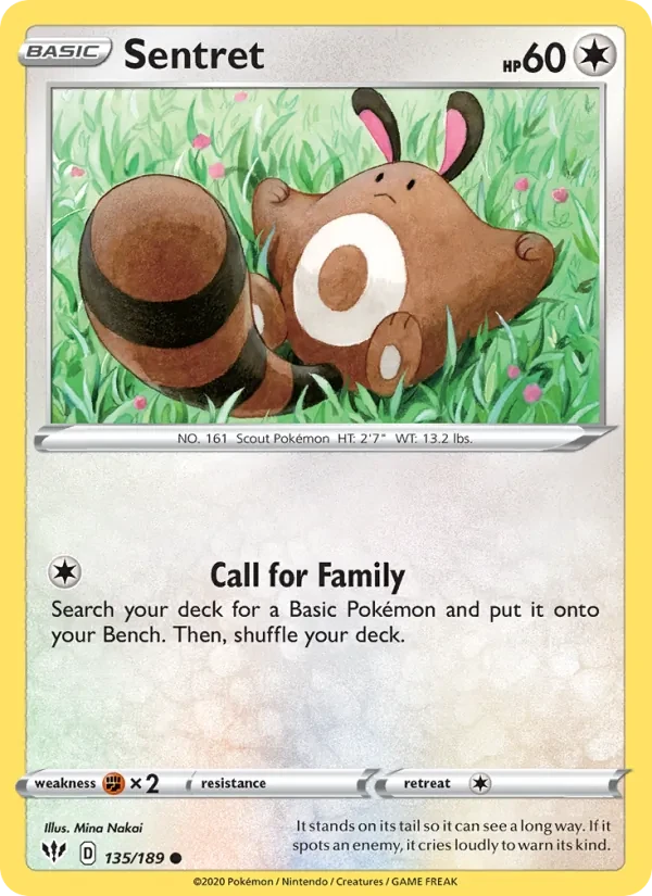 Sentret 135/189 Darkness Ablaze Pokémon card