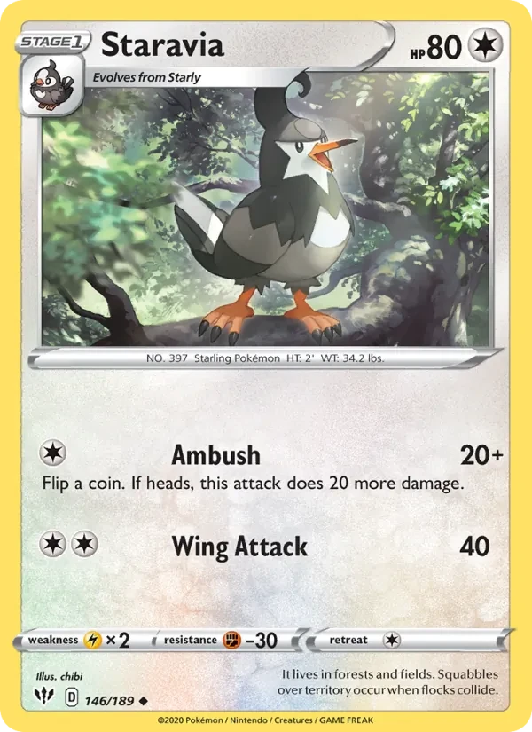 Staravia 146/189 Darkness Ablaze Pokémon card
