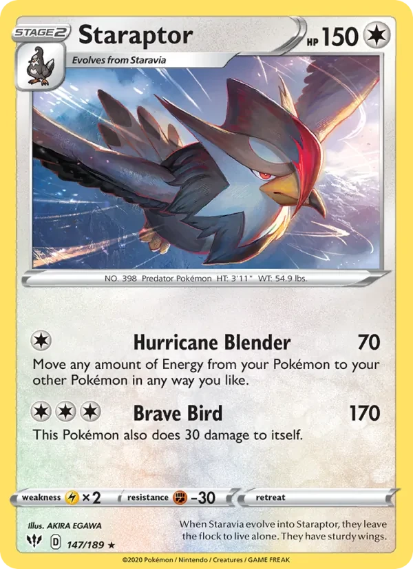 Staraptor 147/189 Darkness Ablaze Pokémon card