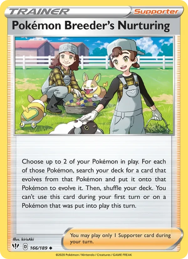 Pokémon Breeder's Nurturing 166/189 Darkness Ablaze Pokémon card