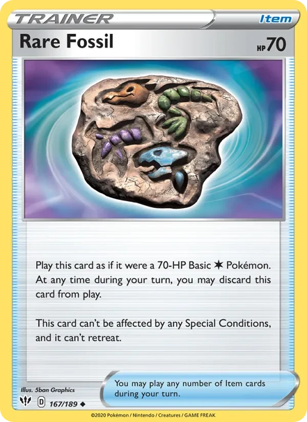 Rare Fossil 167/189 Darkness Ablaze Pokémon card
