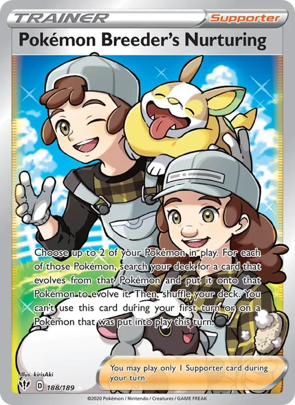 Pokémon Breeder's Nurturing 188/189 Darkness Ablaze Pokémon card