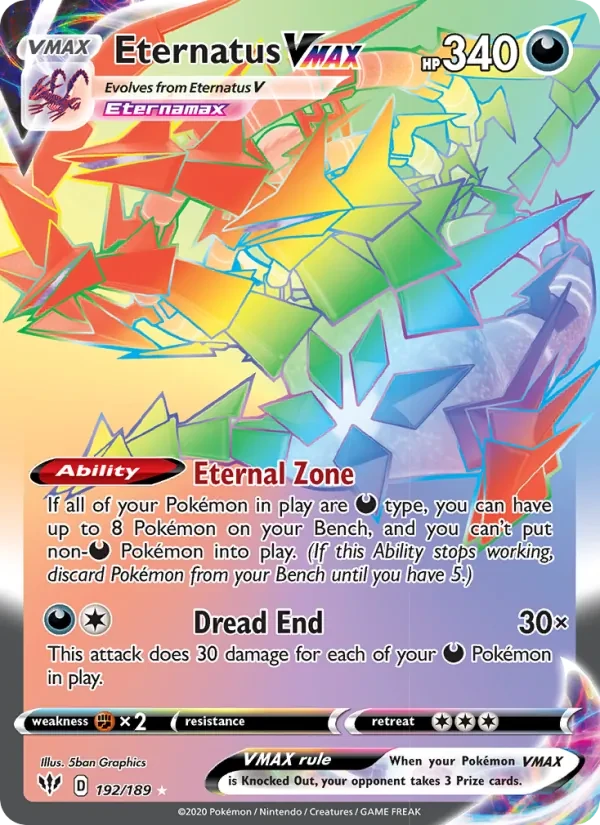 Eternatus VMAX 192/189 Darkness Ablaze Pokémon card