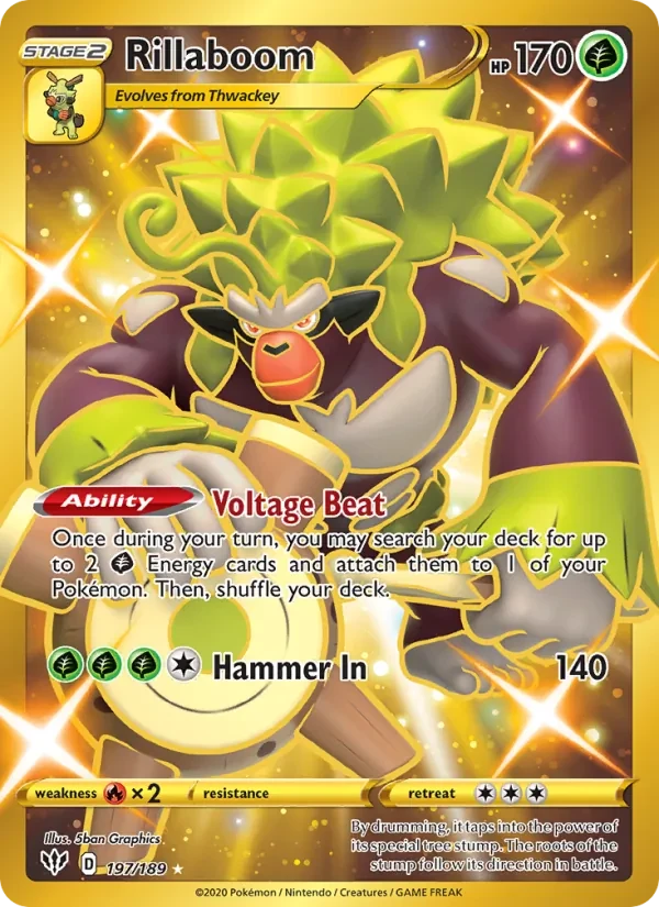 Rillaboom 197/189 Darkness Ablaze Pokémon card
