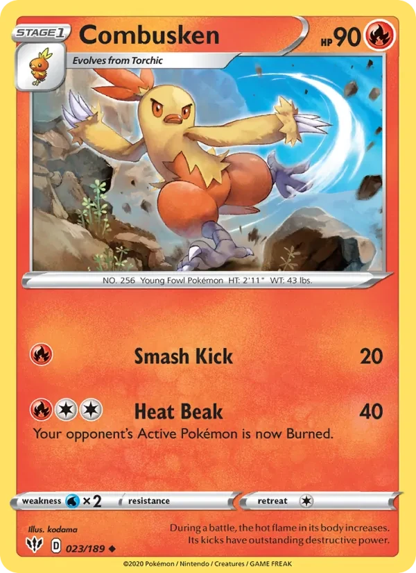 Combusken 23/189 Darkness Ablaze Pokémon card