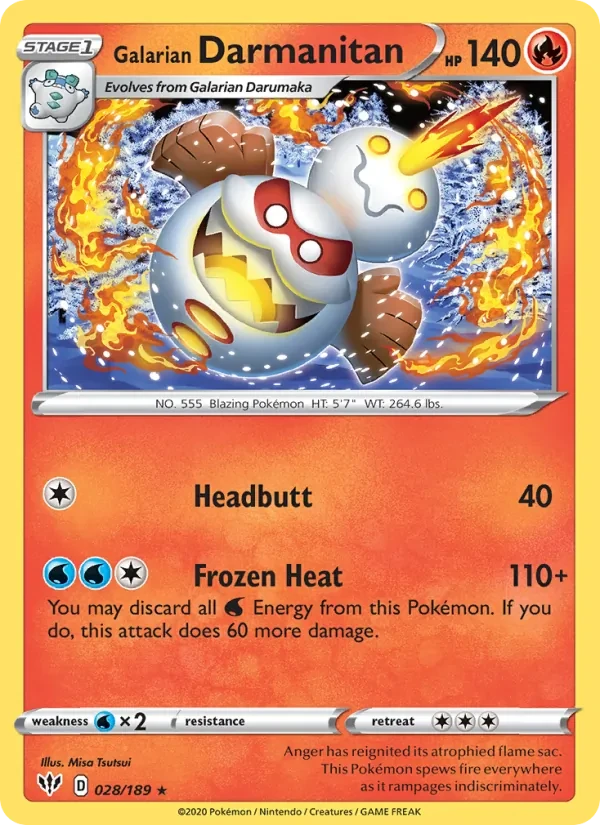Galarian Darmanitan 28/189 Darkness Ablaze Pokémon card